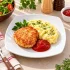 Куриная котлетка с картофельным пюре и кетчупом